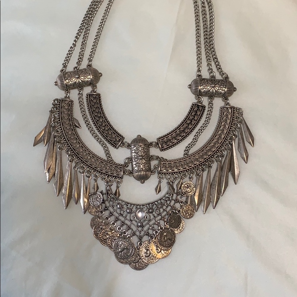 Chunky boho coin necklace